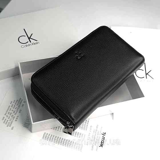 Кожаный брендовый кошелек клатч на два отделения Ck (6614) Киев