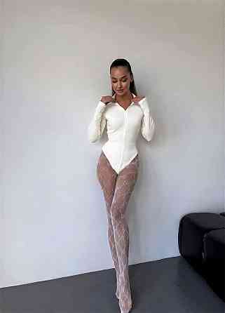 Женский теплый базовый боди на молнии джерси на флисе Молочный, 42/44 Одесса