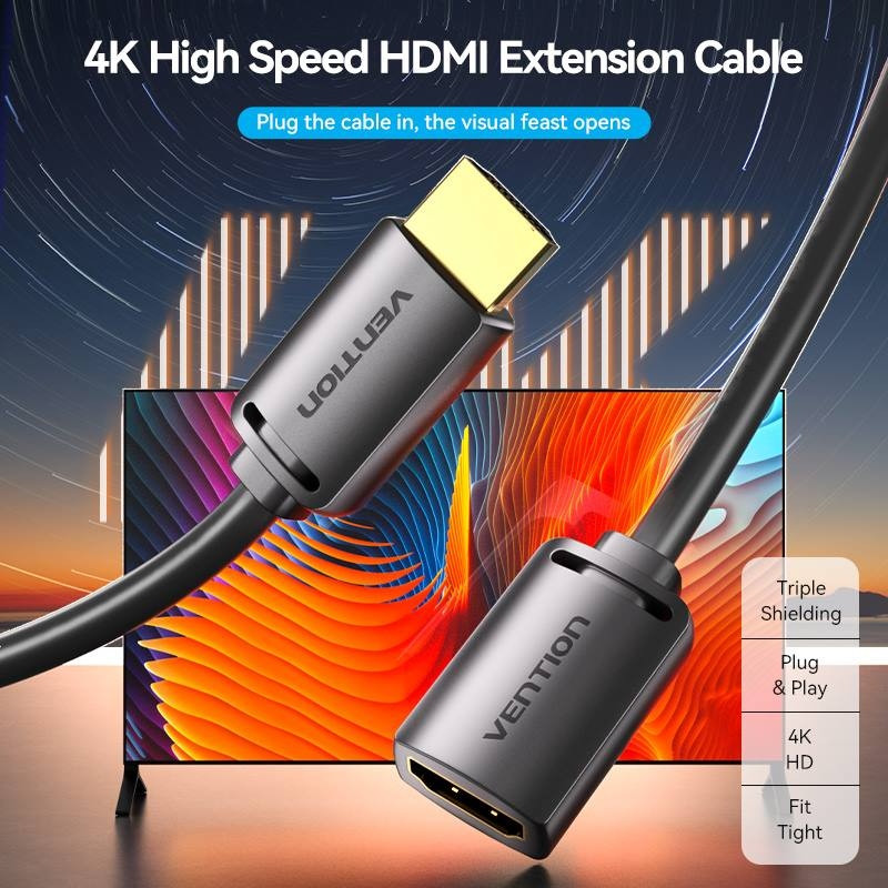 Кабель HDMI M - F (подовжувач), 2.0 м, V2.0, 4K 60Hz PVC Vention Винница - изображение 8