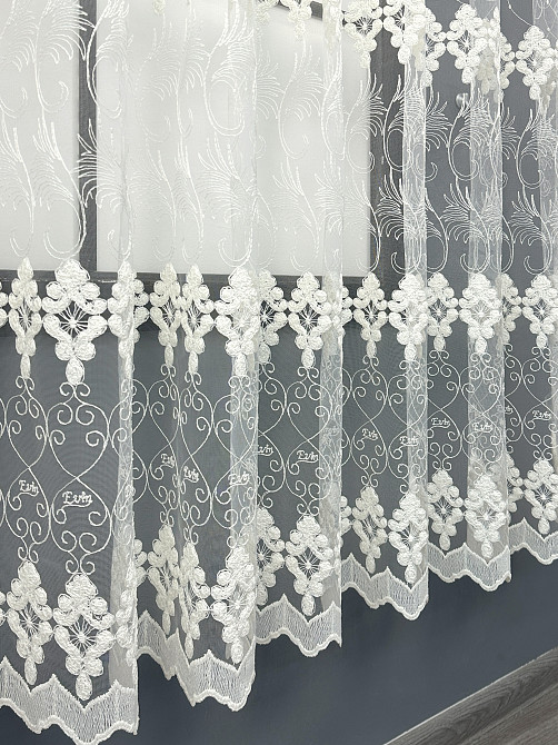 Тюль VR-Textil 1894т Фатин з вишивкою та люрексом Бежевий 300х170 см (40-261) Київ - фото 6