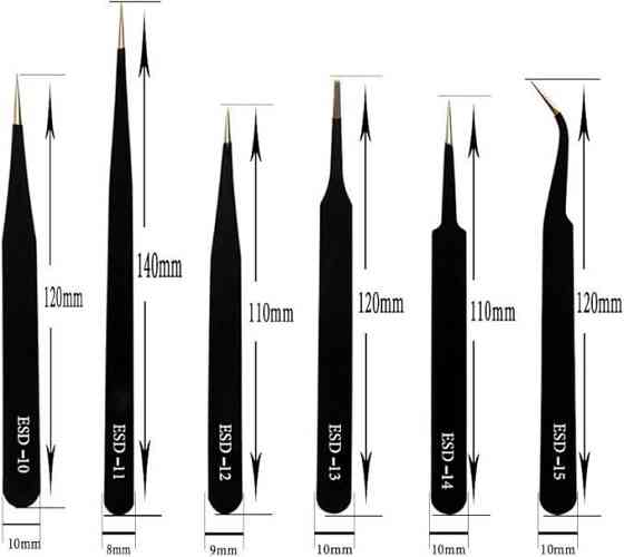 Антистатические пинцеты для электроники, 6 шт. Киев