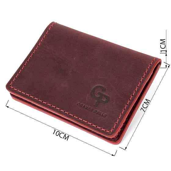 Шкіряна візитниця GRANDE PELLE 11486 Бордовий Київ