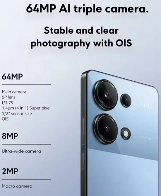 Телефон Xiaomi ROCO M6 Pro 8/256Gb. Black/ Blue G99 Ultra 5000mAh. 67W. ХИТ. Киев - изображение 2