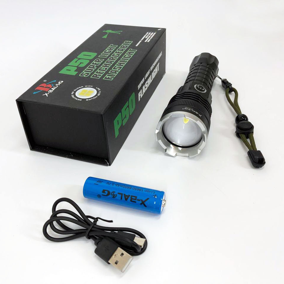 Фонарь ручной металлический, Тактические фонари с зумом, Портативный светодиодный фонарь с USB-зарядкой BK-16 Львов - изображение 16