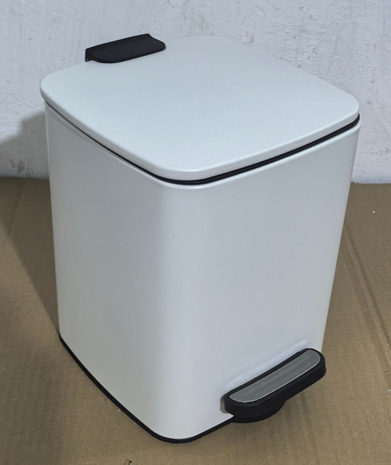 Ведро для мусора с плавным закрытием квадратное Zerix Kubix-TC0106 White 6 л (цвет белый) (ZX6109) Черновцы - изображение 1