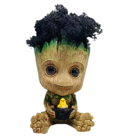 Горщик Грут Groot G9 Малюк з птенцем + стабілізований мох (Чорний) Вінниця