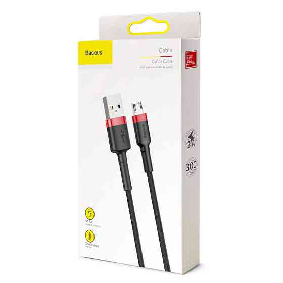 Кабель Baseus cafule Cable USB For Micro 2A 3m Red+Black Киев