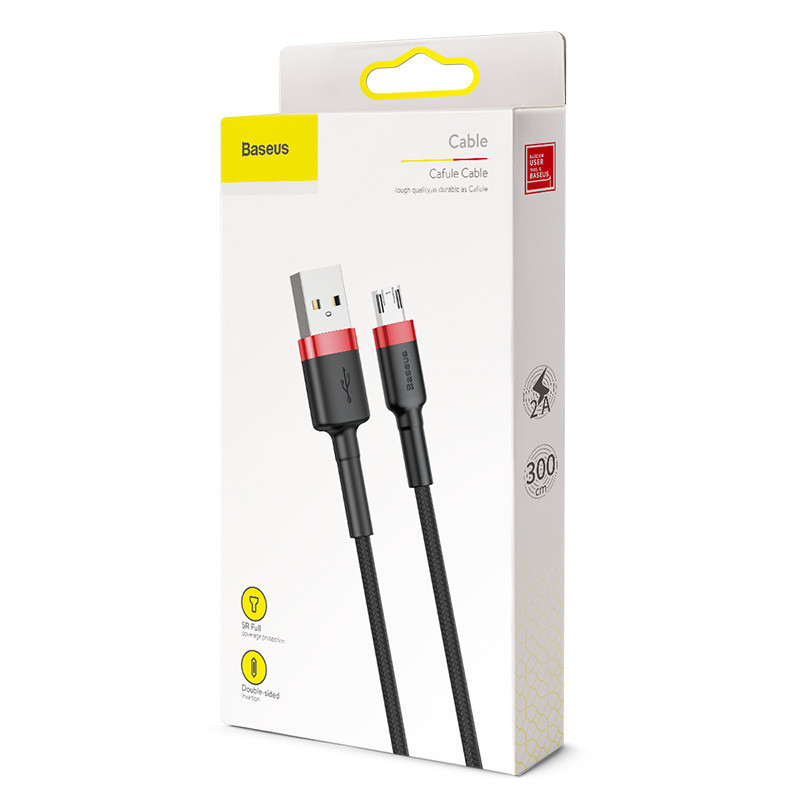 Кабель Baseus cafule Cable USB For Micro 2A 3m Red+Black Киев - изображение 2