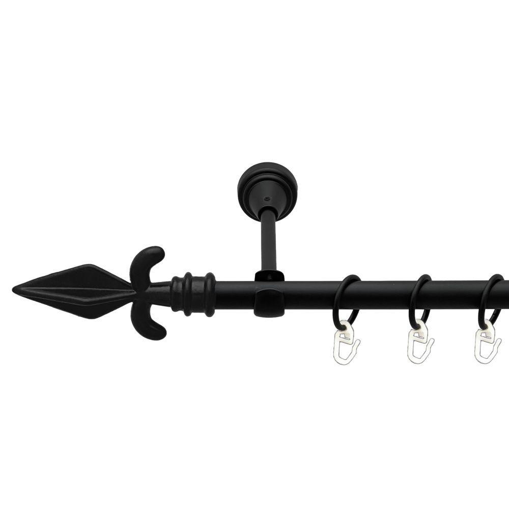 Карниз Orvit Грот металевий однорядний відкритий гладка труба кільце металеве Чорний Оксамит 16 мм 160 см (00-00016207) Львів - фото 1