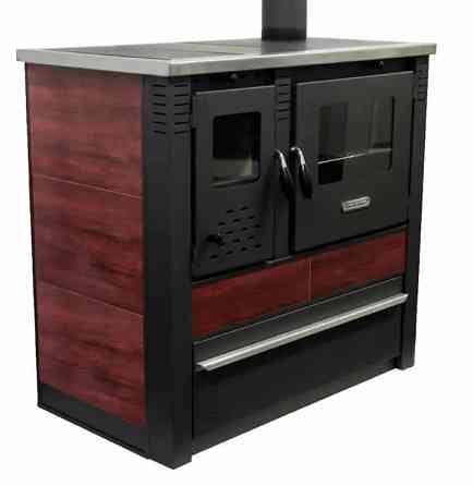 Піч-кухня на дровах Pro-Thermo Panonia червона з духовкою та варильною поверхнею 10 кВт до 80 м2 опалювально-варильна піч Сербія Київ