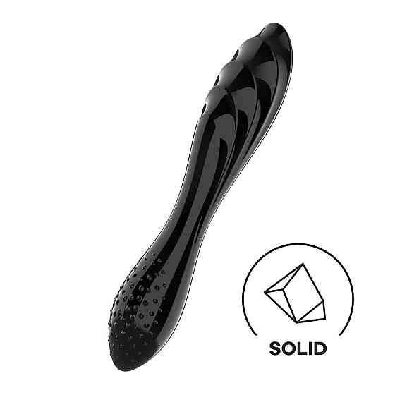 Двосторонній скляний дилдо Satisfyer Dazzling Crystal 1 Black, дуже міцний, без стопера Sex Aura Київ