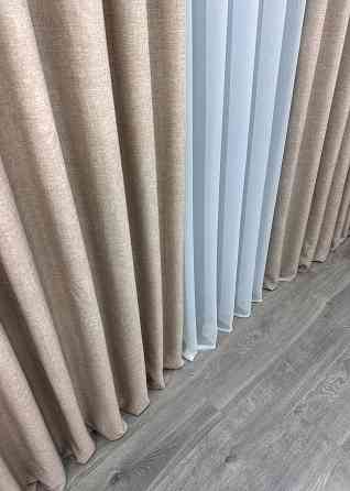 Шторна тканина льон фактурний легкий, колекція “ALORA-TON” колір бежевий 1874ш Київ