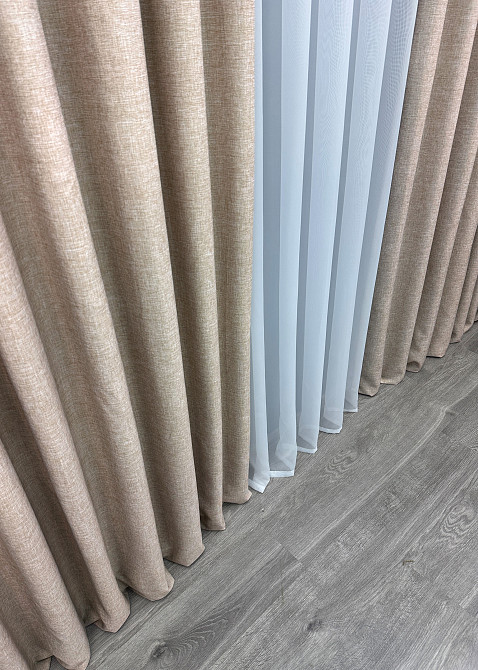 Шторна тканина льон фактурний легкий, колекція “ALORA-TON” колір бежевий 1874ш Київ - фото 6