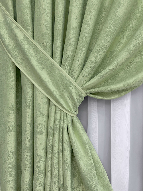 Комплект готовых штор VR-Textil Жаккард Sultan XO №1147ш Светло-оливковый 150х270 см 2 шт (30-954) Киев - изображение 13