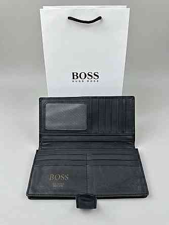 Чоловіче шкіряне портмоне на кнопці Boss (7706) Київ