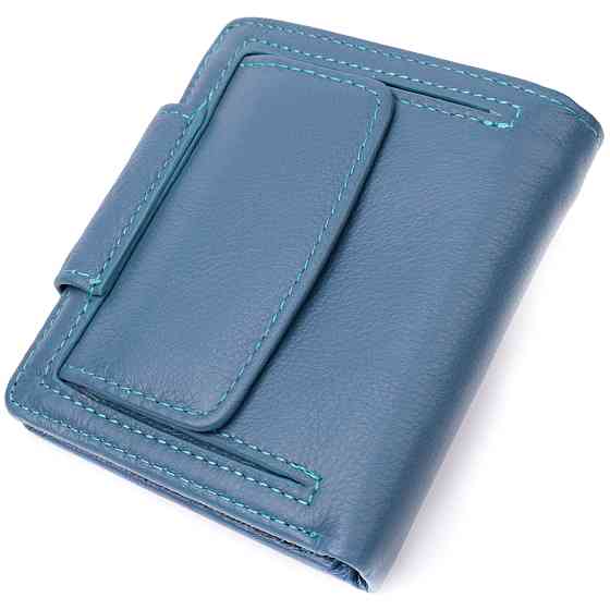 Красиве шкіряне портмоне з монетницею зовні для стильних жінок ST Leather 19457 Бірюзовий Київ