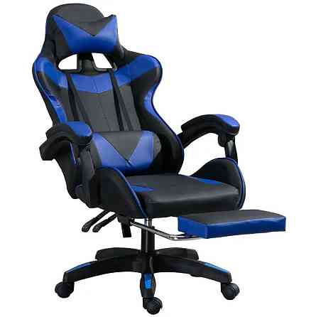 Кресло геймерское компьютерное игровое Bonro B-810 с подставкой для ног офисное для компьютера Синий Киев
