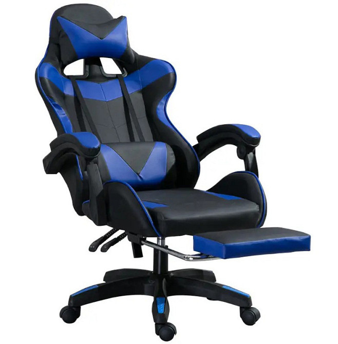 Кресло геймерское компьютерное игровое Bonro B-810 с подставкой для ног офисное для компьютера Синий Киев - изображение 3