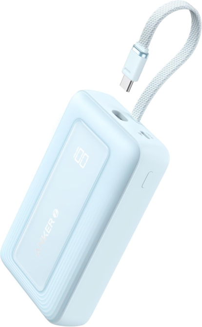 Повербанк Anker Zolo 20000 мАч 30 Вт, быстрая зарядка USB-C, встроенный кабель, ActiveShield 2.0, синий Киев - изображение 2