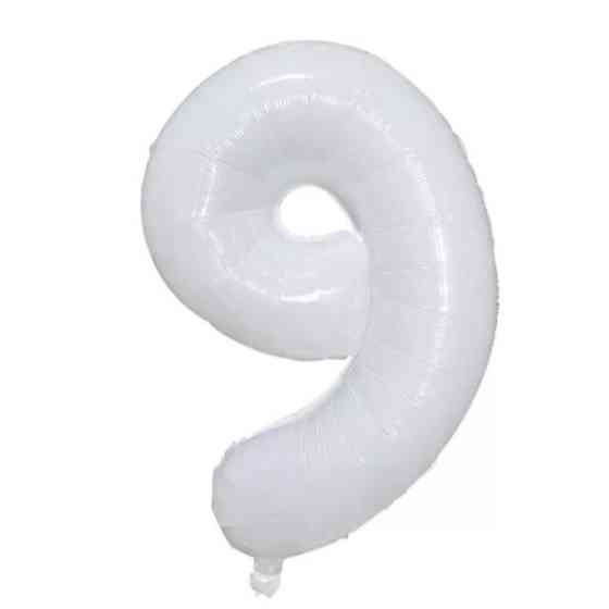 Шарик цифра 9 праздничная 32 дюйма белый Киев