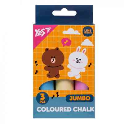 Мел Yes цветные Line Friends 3 шт JUMBO (400491) Винница