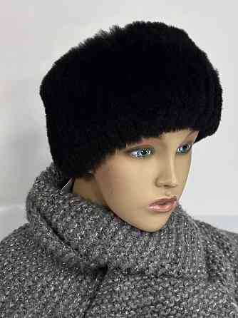 Хутряна пов'язка на голову жіноча з кролика Rex Чорний Харків