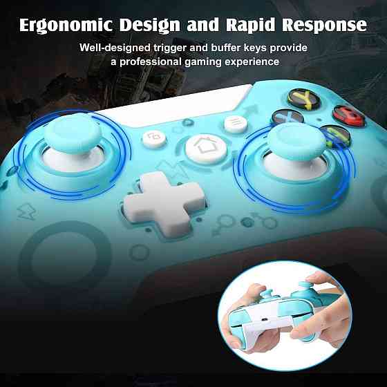 Бездротовий геймпад для ПК, USB контролер для Windows 2.4GHz, подвійна вібрація, акумуляторний, бірюзовий Київ