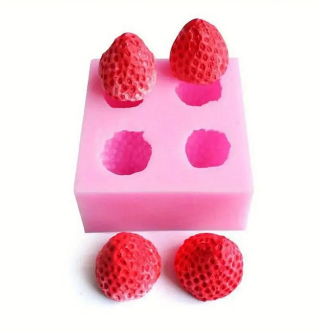 Молд силиконовый Клубника 50 на 50 мм розовый Киев - изображение 3