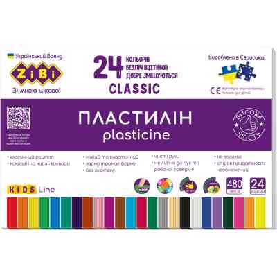 Пластилин ZiBi Classic 24 цвета 480 г (ZB.6236) Винница