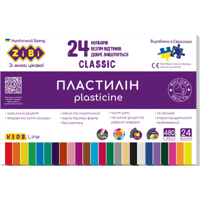Пластилин ZiBi Classic 24 цвета 480 г (ZB.6236) Винница - изображение 1