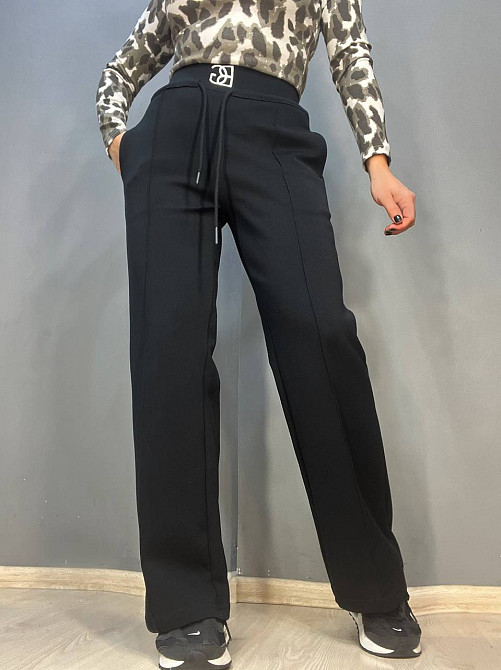 Брюки женские A-N 2746 талия на резинке шнурок шов впереди ровные от бедра черные, черный, XL Киев - изображение 10