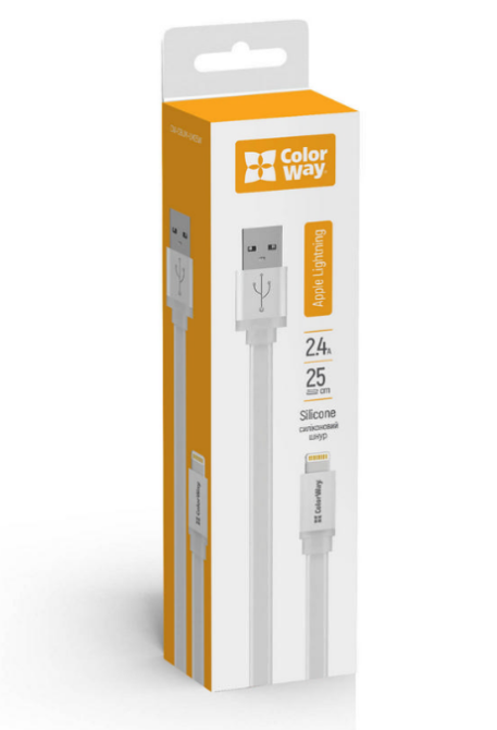 Кабель USB Lightning ColorWay CW-CBUM-LM25W 2,4A 0,25м білий Житомир - фото 7