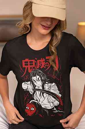 Футболка з аніме принтом Вбивця демонів оверсайз (S/M/L) Чорний AnimeJ0165 Дніпро