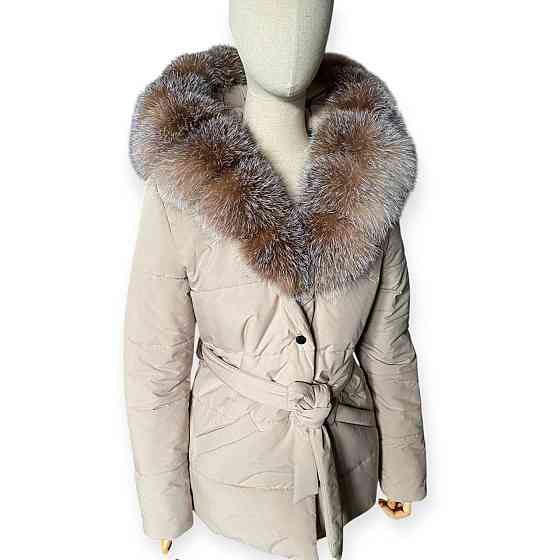 Жіночий пуховик Oslo з хутром фінського песця Бежевий, 46, Рудий Блюфрост Харків