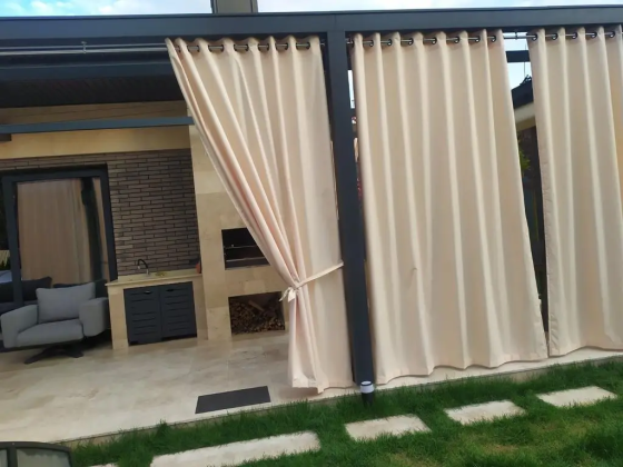 Штора уличная водонепроницаемая для беседки (2.4 х 1.45 м) Бежевый Киев