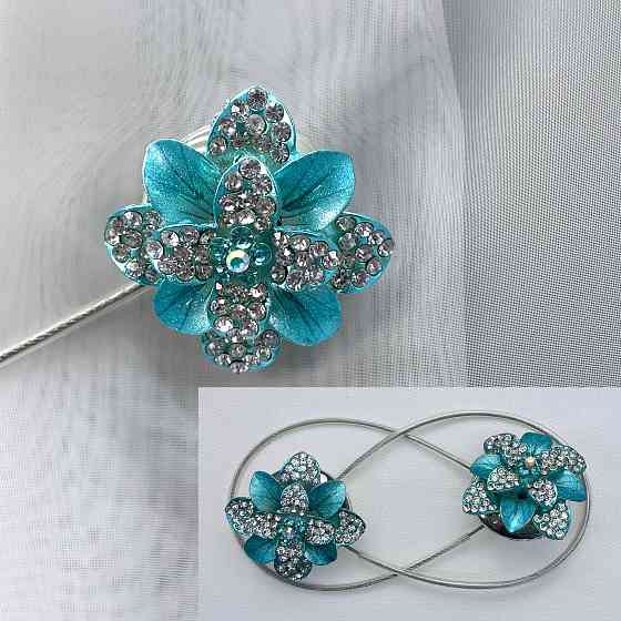 Магніти для штор та гардин "Flowers" набір 2 шт Блакитний (81-196) Київ