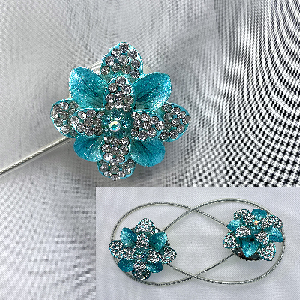 Магніти для штор та гардин "Flowers" набір 2 шт Блакитний (81-196) Київ - фото 1