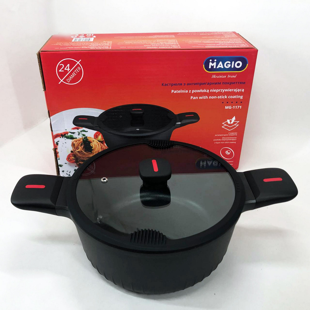 Кастрюля Magio MG-1171 Литая антипригарная 5л 24 см UO-35 Львов - изображение 15