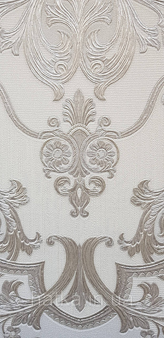 Шпалери вінілові на флізеліні AdaWall Seyyah 1.06х10 вензелю квіти фігури структурні сріблясті на білому Київ - фото 4
