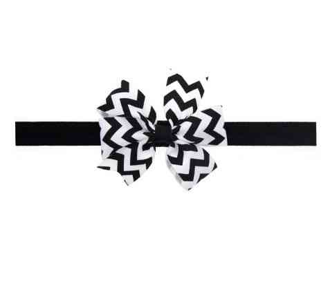 Дитяча пов'язка в смужку чорна - окружність 36-48см, розмір банта 9см Київ