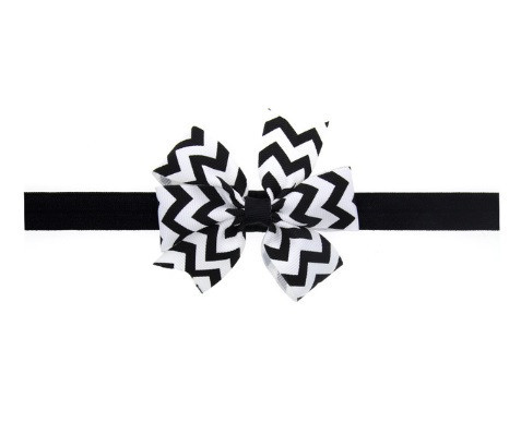 Дитяча пов'язка в смужку чорна - окружність 36-48см, розмір банта 9см Київ - фото 1