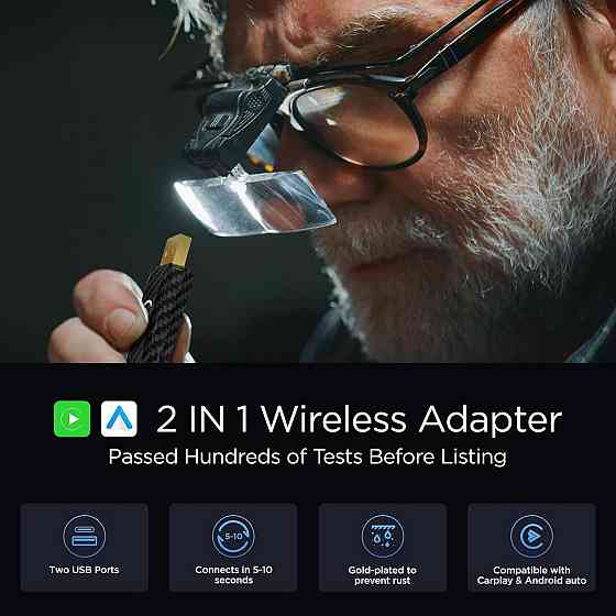 Беспроводной адаптер CarPlay Android Auto 2в1, переходник для проводного штатного карплей для iPhone, Android Киев