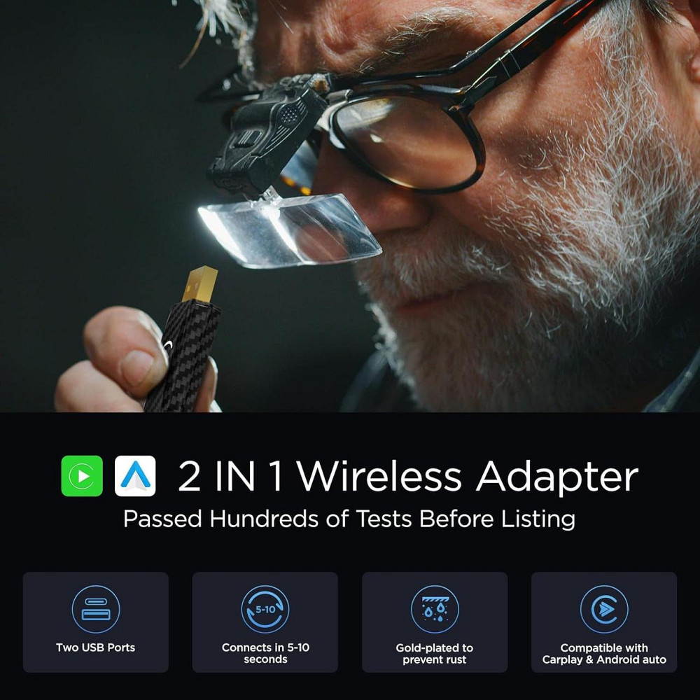 Бездротовий адаптер CarPlay Android Auto 2в1, перехідник для дротового штатного карплей в авто для iPhone iOS 10+ Android 11+ Київ - фото 4