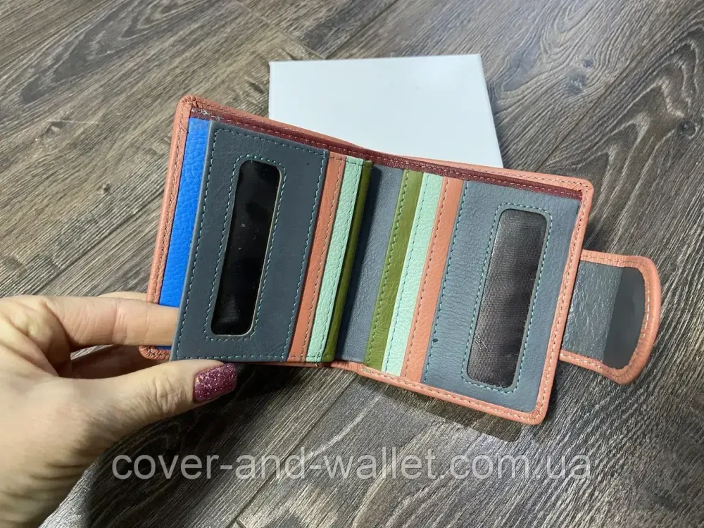 Кожаный женский кошелек компактного размера с монетницей синего цвета ST 415-1 Киев - изображение 6