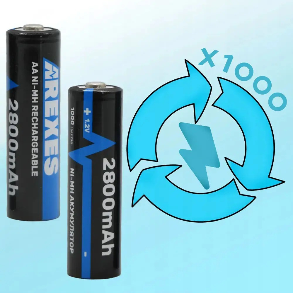 Аккумулятор пальчиковый АА, 2800mAh, 1,2v (1 шт) Arexes / Аккумуляторная батарейка / Многоразовая батарейка Киев - изображение 6