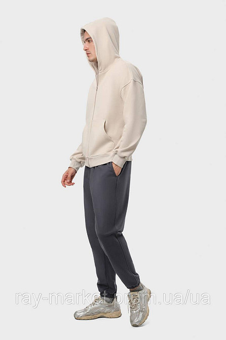 Костюм чоловічий худі на блискавці бежеве та штани темно-сірі RAY PREMIUM LOOSE U0809 (U0809M-Cream-Dark Grey) XL Київ - фото 2