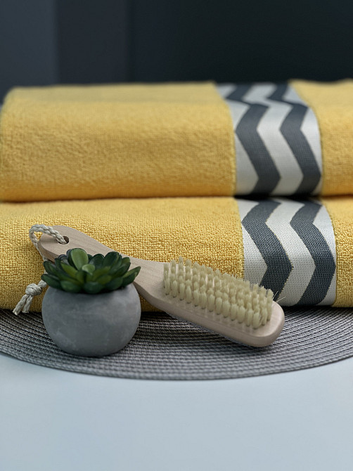 Комплект махрових рушників Ideal Textile з бордюром 2 шт (50х90см + 70х140см) Чернівці - фото 3