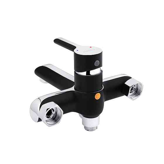 Змішувач для ванни з душовим гарнітуром Kroner KRP Essen - SCH060 хром/чорний Київ