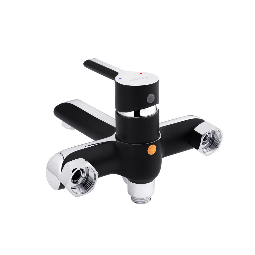 Змішувач для ванни з душовим гарнітуром Kroner KRP Essen - SCH060 хром/чорний Київ - фото 4