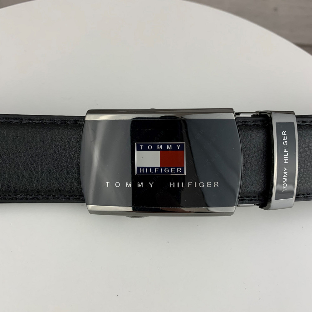 Чоловічий ремінь Tommy Hilfiger Томі Хілфігер, пояс з еко шкіри в подарунковій коробці, чорнийMasterSem Київ - фото 6